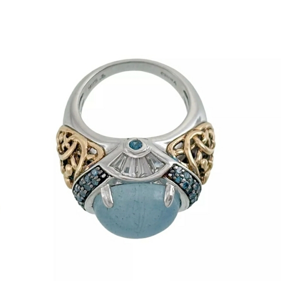 Victoria Wieck Milky Aquamarine and blue diamond Ring - Picture 2 of 10